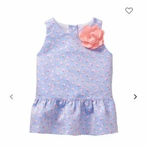 Janie and Jack Blue Floral Peplum Tank with Coral Flower